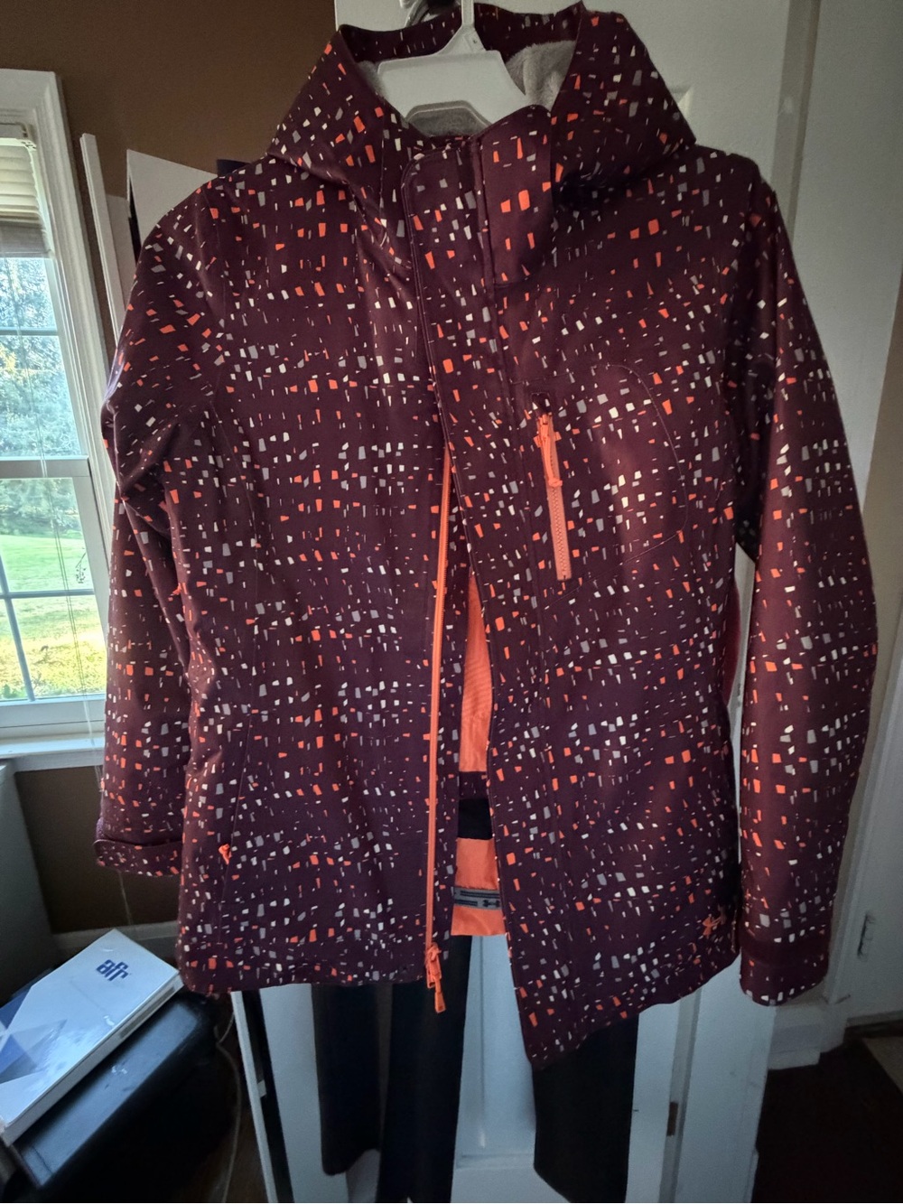 Under Armour Storm Heirach Women's Maroon Ski Jacket with Orange Accents, S